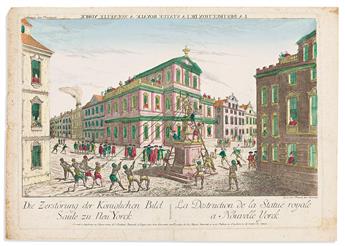 (AMERICAN REVOLUTION--PRINTS.) Group of vue d'optique views of occupied New York.